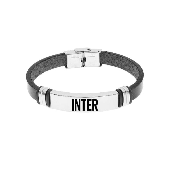 Fc Internazionale - Bracciale Ufficiale Inter In Cuoio E Piastra